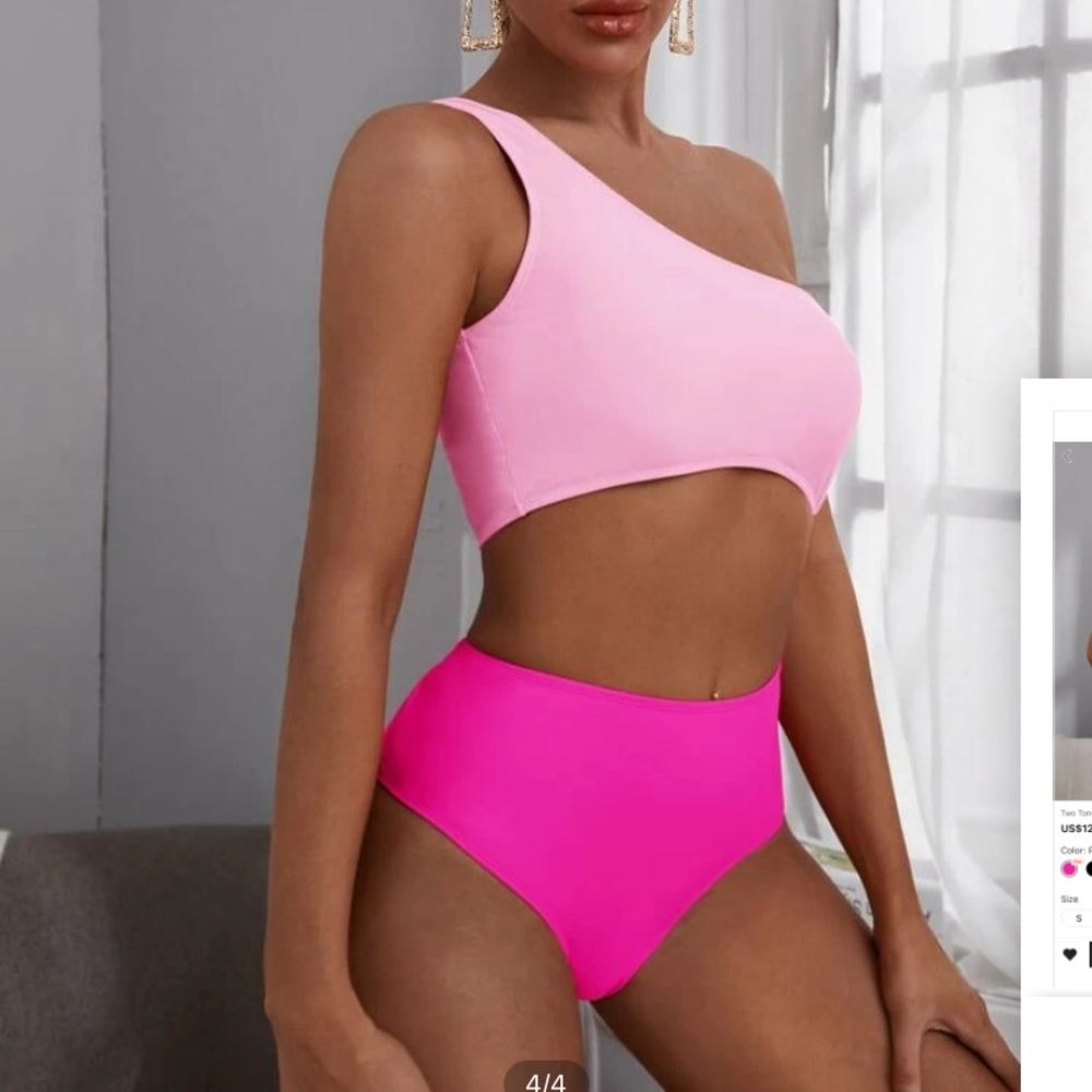 SHEIN two tone ring linked swim suit